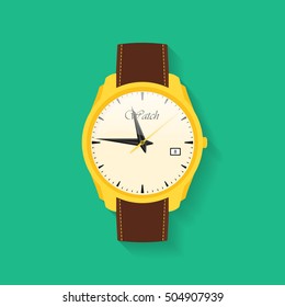 Icon of wrist watch. Symbol of hand clock. Vector illustration of timepiece, chronometer