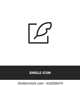 icon write copywriting feather outline black single icon graphic design