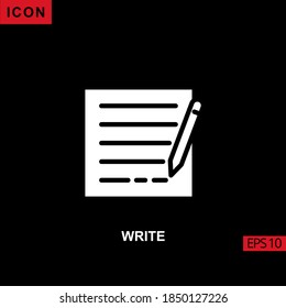 Icon write with pen. Flat, glyph or filled vector icon symbol sign collection for mobile concept and web apps design.