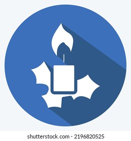 Icon Xmas Candle. suitable for House symbol. long shadow style. simple design editable. design template vector. simple illustration