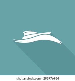 Icon yacht on white long shadow