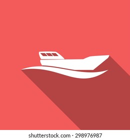 Icon yacht on white long shadow