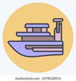 Icon Yacht. related to Summer symbol. color mate style. design editable