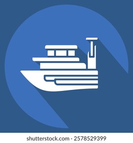 Icon Yacht. related to Summer symbol. long shadow style. design editable