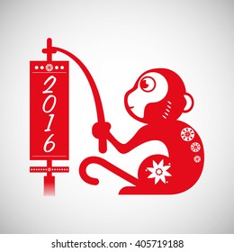 Icon of the year of the monkey design, vector illustration