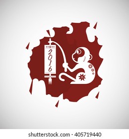 Icon of the year of the monkey design, vector illustration