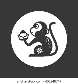 Icon of the year of the monkey design, vector illustration