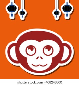 Icon of the year of the monkey design, vector illustration