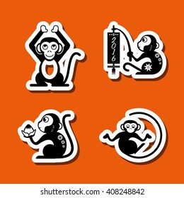 Icon of the year of the monkey design, vector illustration