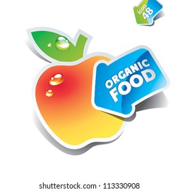 Icon yellow apple with the arrow by organic food. Vector illustration.