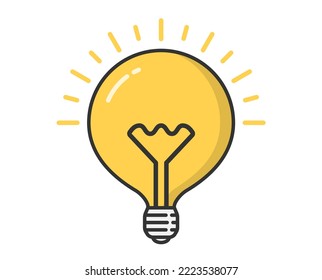 Icon of yellow bulb on white background, vector eps10 illustration