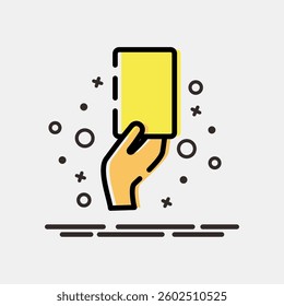 Icon yellow card. Football and soccer elements. Icon in MBE style.