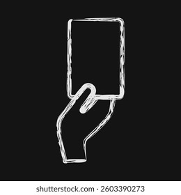 Icon yellow card. Football and soccer elements. Icon in chalk style.
