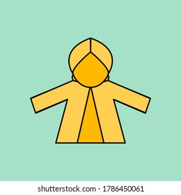 Icon yellow Color rain coat  vector 