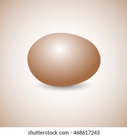 Icon yellow egg isolated on a light  background, horizontally disposed with shadow, vector illustration.