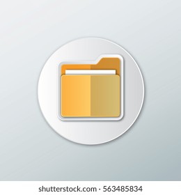 Icon yellow file folders in a flat style with shadow on a white background