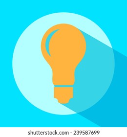 The icon with a yellow light bulb. Vector design element. Flat icon.