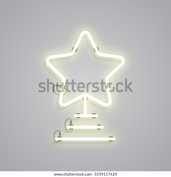 Download Icon Yellow Neon Star Sign Trophy Stock Vector Royalty Free 1039157620