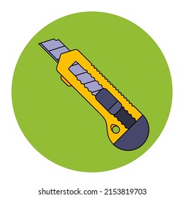 icon yellow stationery cutter for cutting paper and cardboard. flat vector illustration.