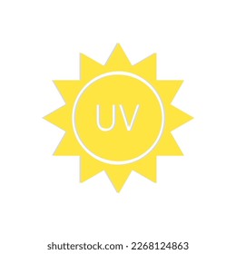 Icon with yellow sun icon uv. Vector illustration.