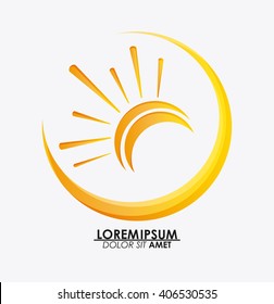 Icon of yellow sun, vector illustration