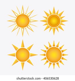 Icon of yellow sun, vector illustration