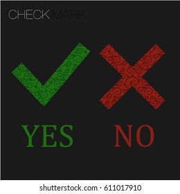 Icon Yes and no. Elegance green check mark and red wrong, sign tick cross .