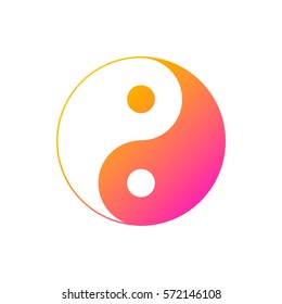 Icon of Yin and Yang, bright outline on a white background, vector image.