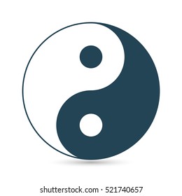 Icon of Yin and Yang, dark outline on a white background, vector image.