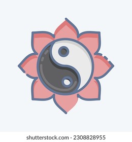 Icon Yin Yang. related to Chinese New Year symbol. doodle style. simple design editable