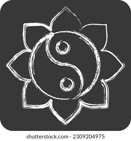 Icon Yin Yang. related to Chinese New Year symbol. chalk Style. simple design editable