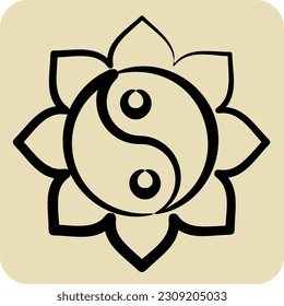 Icon Yin Yang. related to Chinese New Year symbol. hand drawn style. simple design editable