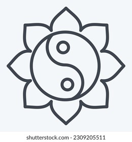 Icon Yin Yang. related to Chinese New Year symbol. line style. simple design editable