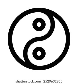 Icono del símbolo del yin-yang que representa el equilibrio, la dualidad y la armonía en un diseño minimalista. Ideal para proyectos relacionados con la filosofía y la espiritualidad. Trazo editable.