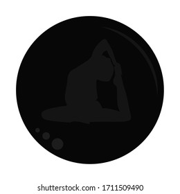Icon yoga silhouettes of woman practicing. Black design. Stock vector illustration.