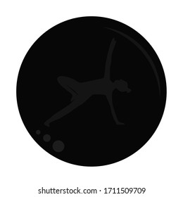 Icon yoga silhouettes of woman practicing. Black design. Stock vector illustration.