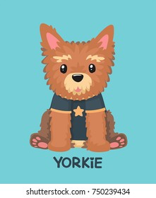 Icon of a Yorkshire Terrier dog. The puppy wears a T-shirt with a star