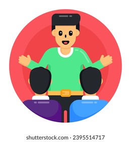 Icon of youth in flat round design 