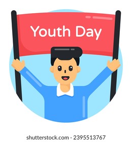 Icono de poder juvenil en diseño plano 