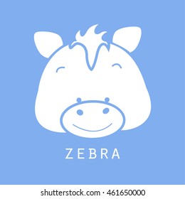icon of zebra with blue background,zebra vector illustration