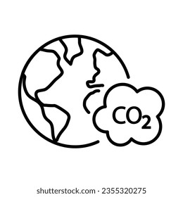 Icono con el concepto de símbolo de emisión cero. diseño de créditos de carbono de gases de efecto invernadero. proteger el contorno ecológico del vector verde. carbono neto cero neutro natural. pictograma de arte de huella de carbono.