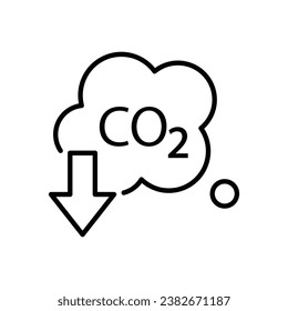 Icon with zero emission symbol concept. greenhouse gas carbon credit design. protect ecological green vector outline. carbon net zero neutral natural. carbon footprint art pictogram.