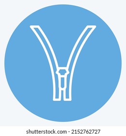 Icon Zipper. geeignet für Schneidersymbol. Blauer Augenstil. einfaches Design bearbeitbar. Designvorlage, Vektor. einfache Symbolillustration