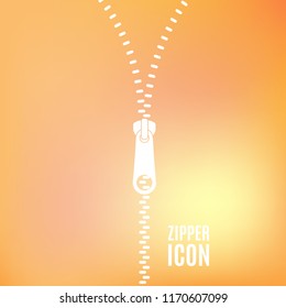 Icon zipper. Zippered lock and unlock. Closed and open zipper. Fastener. Blurred background. Vector illustration