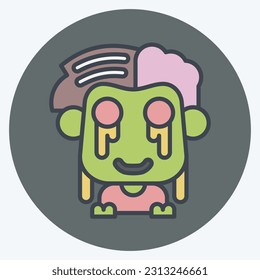 Icon Zombie. related to Halloween symbol. color mate style. simple design editable. simple illustration