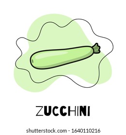 
Icon of zucchini,courgette, vegetables. Modern and bright illustration of a zucchini, courgette in the flat style with text and graphic elements.