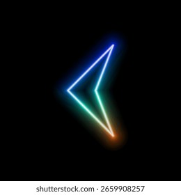icono, flecha de luces de neón 3D. Fondo de concepto de crecimiento de inicio de negocio minimalista Abstractas. Coloridas luces de neón en forma de flecha ascendente. Ilustración vectorial de beneficios e inversiones..