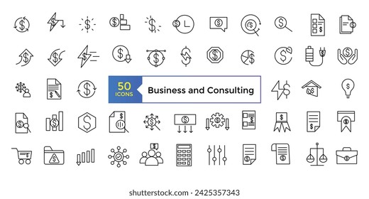 Icon-Business and Consulting icon set simple line art style icons pack. Vector illustration