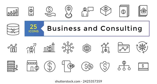 Icono-Business y Consultoría conjunto de iconos de estilo de arte de línea simple paquete de iconos. Ilustración de vector