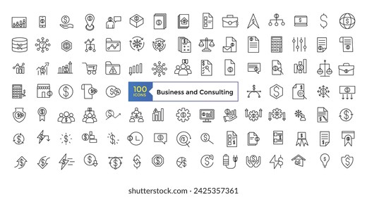 Icon-Business and Consulting icon set simple line art style icons pack. Vector illustration